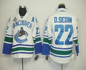 Canucks 2011 Stanley Cup Finals #22 D.sedin White Embroidered Youth NHL Jersey