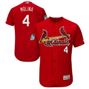 Cardinals #4 Yadier Molina Red 2017 Spring Training Authentic Flex Base Stitched MLB Jersey