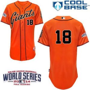 Giants #18 Matt Cain Orange Cool Base W 2014 World Series Patch Stitched MLB Jerseys