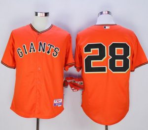 Giants #28 Buster Posey Orange Old Style Giants Stitched MLB Jersey