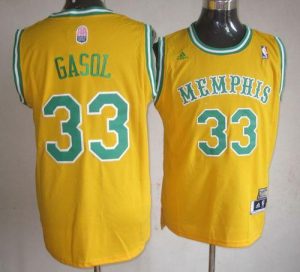 Grizzlies #33 Marc Gasol Yellow ABA Hardwood Classic Stitched NBA Jersey