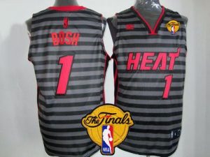 Heat #1 Chris Bosh Black Grey Groove Finals Patch Embroidered NBA Jersey