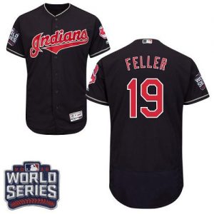 Indians #19 Bob Feller Navy Blue Flexbase Authentic Collection 2016 World Series Bound Stitched MLB Jersey