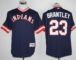 Indians #23 Michael Brantley Navy Blue 1976 Turn Back The Clock Stitched MLB Jersey