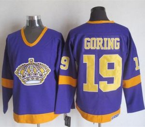 Kings #19 Butch Goring Purple Yellow CCM Throwback Stitched NHL Jersey