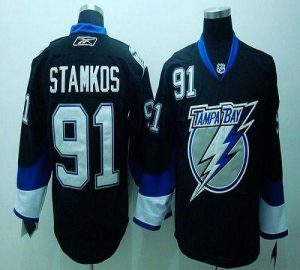 Lightning #91 Steven Stamkos Black Embroidered Youth NHL Jersey