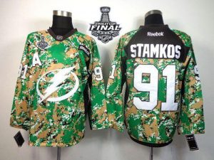 Lightning #91 Steven Stamkos Camo Veterans Day Practice 2015 Stanley Cup Stitched NHL Jersey