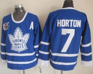 Maple Leafs #7 Tim Horton Blue 75th CCM Throwback Stitched NHL Jersey