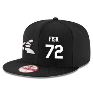 Men's Chicago White Sox #72 Carlton Fisk Stitched New Era Black 9FIFTY Snapback Adjustable Hat