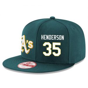 Men's Oakland Athletics #35 Rickey Henderson Stitched New Era Green 9FIFTY Snapback Adjustable Hat