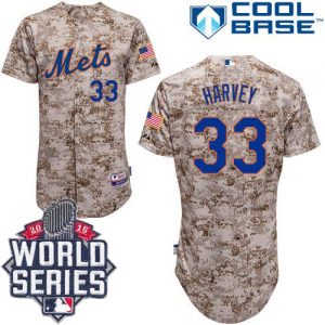 Mets #33 Matt Harvey Alternate Camo Cool Base W 2015 World Series Patch Stitched MLB Jersey