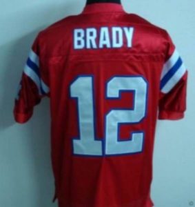 Michell & Ness Patriots #12 Tom Brady Red Embroidered Throwback NFL Jersey
