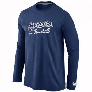 Milwaukee Brewers Long Sleeve MLB T-Shirt Dark Blue