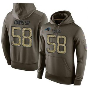 NFL Men's Nike Carolina Panthers #58 Thomas Davis Sr Stitched Green Olive Salute To Service KO Performance Hoodie