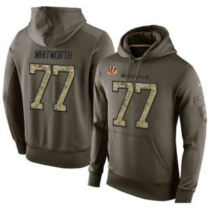 NFL Men's Nike Cincinnati Bengals #77 Andrew Whitworth Stitched Green Olive Salute To Service KO Performance Hoodie