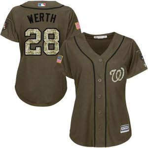 Nationals #28 Jayson Werth Green Salute to Service Women's Stitched MLB Jersey