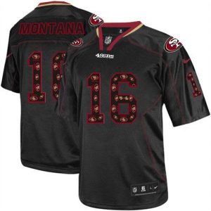 Nike 49ers #16 Joe Montana New Lights Out Black Men's Embroidered NFL Elite Jersey