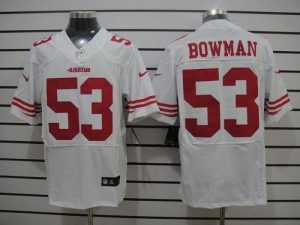 Nike 49ers #53 NaVorro Bowman White Men's Embroidered NFL Elite Jersey