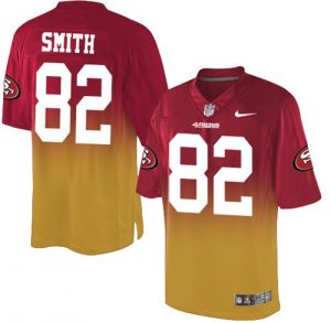 Nike 49ers #82 Torrey Smith Red Gold Men's Stitched NFL Elite Fadeaway Fashion Jersey