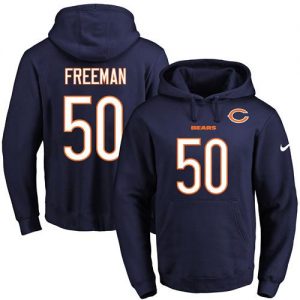 Nike Bears #50 Jerrell Freeman Navy Blue Name & Number Pullover NFL Hoodie