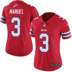 Nike Bills #3 E. J. Manuel Red Women's Stitched NFL Limited Rush Jersey