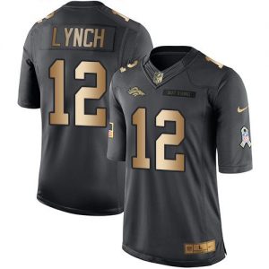 Nike Broncos #12 Paxton Lynch Black Men's Stitched NFL Limited Gold Salute To Service Jersey