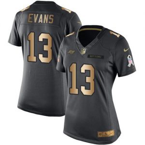 Nike Buccaneers #13 Mike Evans Black Women's Stitched NFL Limited Gold Salute to Service Jersey