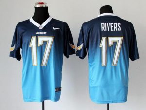 Nike Chargers #17 Philip Rivers Navy Blue Electric Blue Men's Stitched NFL Elite Fadeaway Fashion Jersey