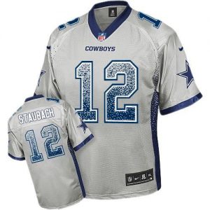 Nike Cowboys #12 Roger Staubach Grey Men's Embroidered NFL Elite Drift Fashion Jersey