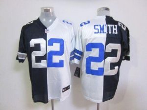 Nike Cowboys #22 Emmitt Smith Navy Blue White Men's Embroidered NFL Elite Split Jersey