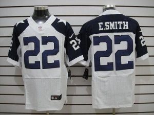 Nike Cowboys #22 Emmitt Smith White Thanksgiving Throwback Men's Embroidered NFL Elite Jersey