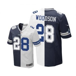 Nike Cowboys #28 Darren Woodson Navy Blue White Men's Stitched NFL Elite Split Jersey
