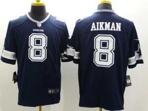 Nike Cowboys #8 Troy Aikman Navy Blue Team Color Men's Stitched NFL Limited Jersey
