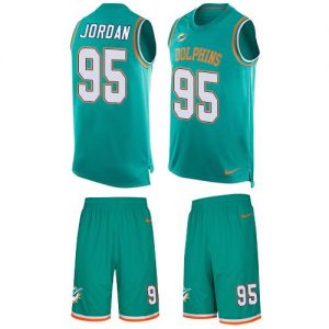 Nike Dolphins #95 Dion Jordan Aqua Green Team Color Men's Stitched NFL Limited Tank Top Suit Jersey