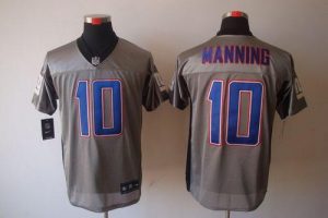 Nike Giants #10 Eli Manning Grey Shadow Men's Embroidered NFL Elite Jersey