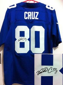 Nike Giants #80 Victor Cruz Royal Blue Team Color Men's Embroidered NFL Elite Autographed Jersey