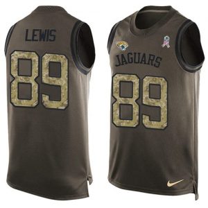 Nike Jaguars #89 Marcedes Lewis Green Men's Stitched NFL Limited Salute To Service Tank Top Jersey