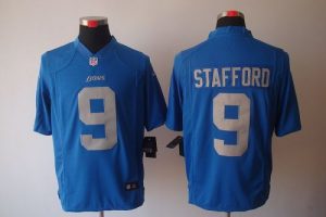 Nike Lions #9 Matthew Stafford Blue Alternate Throwback Men's Embroidered NFL Limited Jersey
