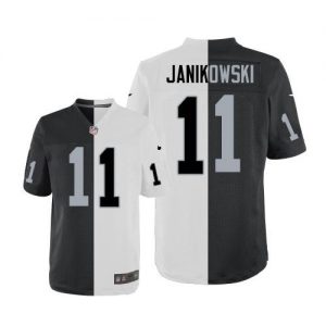 Nike Raiders #11 Sebastian Janikowski White Black Men's Stitched NFL Elite Split Jersey