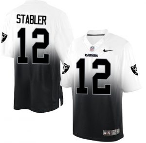 Nike Raiders #12 Kenny Stabler White Black Men's Stitched NFL Elite Fadeaway Fashion Jersey