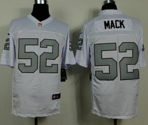 Nike Raiders #52 Khalil Mack White Silver No. Men's Stitched NFL Elite Jersey