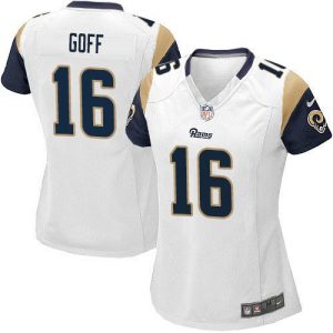 Nike Rams #16 Jared Goff White Women's Stitched NFL Elite Jersey
