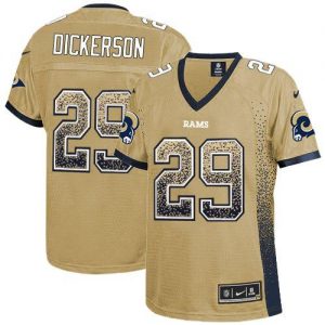 Nike Rams #29 Eric Dickerson Gold Women's Embroidered NFL Elite Drift Fashion Jersey
