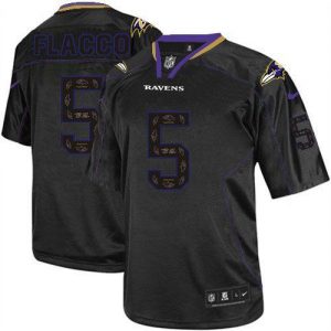 Nike Ravens #5 Joe Flacco New Lights Out Black Men's Embroidered NFL Elite Jersey