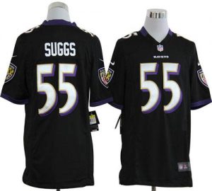 Nike Ravens #55 Terrell Suggs Black Alternate Men's Embroidered NFL Game Jersey