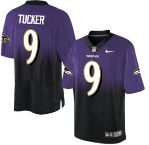 Nike Ravens #9 Justin Tucker Purple Black Men's Stitched NFL Elite Fadeaway Fashion Jersey