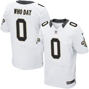 Nike Saints #0 Who Dat White Men's Stitched NFL Elite Jersey