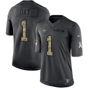 Nike Saints #1 Who Dat Black Men's Stitched NFL Limited 2016 Salute To Service Jersey