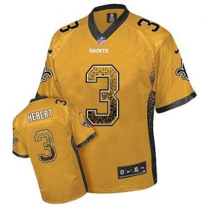 Nike Saints #3 Bobby Hebert Gold Men's Embroidered NFL Elite Drift Fashion Jersey