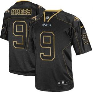 Nike Saints #9 Drew Brees Lights Out Black Men's Embroidered NFL Elite Jersey